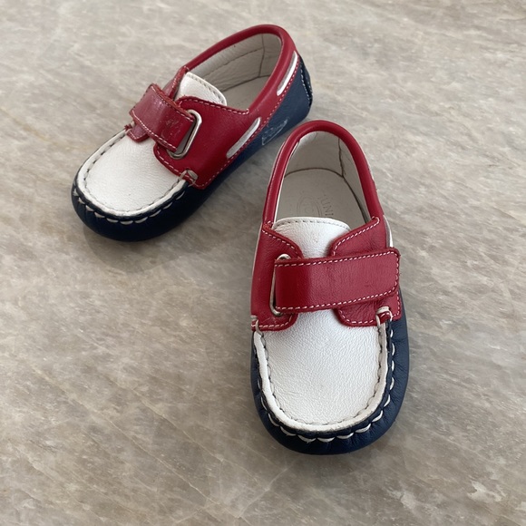 Junior Tod’s Baby leather loafers! Blue / white /red, size 20 - Picture 2 of 10